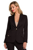 Elegant Fully Lined Jacket with Decorative Metal Buttons