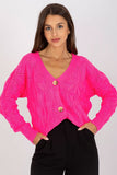 Openwork Women's Button-Down Sweater with Long Sleeves