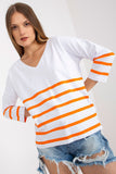 Colorful Striped Blouse with Heart Neckline & 3/4 Sleeves