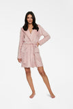 Plush Embossed Heart Motif Bathrobe with Pockets