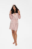 Plush Embossed Heart Motif Bathrobe with Pockets
