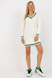 Heart Neckline Knit Dress with Long Sleeves - Versatile Style
