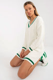 Heart Neckline Knit Dress with Long Sleeves - Versatile Style