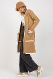 Unbuttoned Long Sleeve Women's Cardigan with Pockets