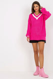 Heart Neckline Loose-Fitting Long Sleeve Sweater