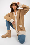 Buttoned Women's Long Sleeve Sweater with Side Pockets