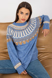 Decorative Long Sleeve Stand-Up Collar Women's Sweater