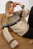 Decorative Long Sleeve Stand-Up Collar Women's Sweater