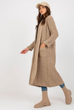 Long Unbuttoned Cardigan with Slip Pockets and Long Sleeves
