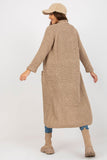 Long Unbuttoned Cardigan with Slip Pockets and Long Sleeves