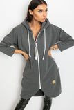 Extended Cut Women's Zippered Hoodie with Side Pockets