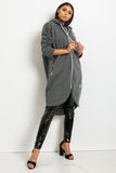 Extended Cut Women's Zippered Hoodie with Side Pockets