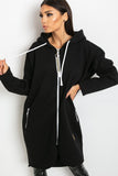 Extended Cut Zippered Women's Hoodie with Side Pockets