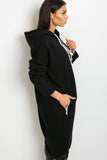 Extended Cut Zippered Women's Hoodie with Side Pockets