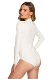 Elegant Knitted Bodysuit with Deep Neckline for Fall Style