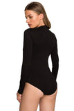 Elegant Knitted Bodysuit with Deep Neckline for Fall Style