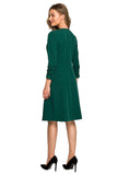 Chic Ruffled Sleeve Dress with Flared Hem and Binding Detail