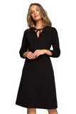 Chic Ruffled Sleeve Dress with Fitted Top and Flared Hem