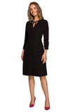 Chic Ruffled Sleeve Dress with Fitted Top and Flared Hem