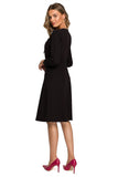 Chic Ruffled Sleeve Dress with Fitted Top and Flared Hem
