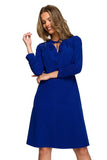 Chic Flared Dress with Ruffled Sleeves and Binding Detail