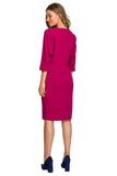 Waist-Defining Batwing Sleeve Dress with Lining