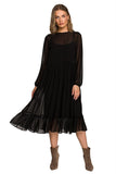 Romantic Chiffon Dress with Ruffled Waist and Wide Sleeves