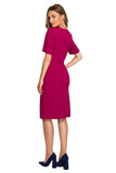 Elegant Double Overlap Pencil Dress with Covered Zipper