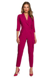 Chic Multi-Way Jumpsuit with Shawl Collar & Waist Tie