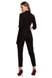 Chic Dual-Face Jumpsuit with Shawl Collar & Waist Tie