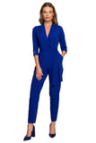 Chic Convertible Jumpsuit with Shawl Collar and Waist Tie