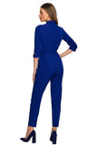 Chic Convertible Jumpsuit with Shawl Collar and Waist Tie