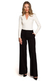Feminine Cropped Pants with Low-Waist & Wide Legs