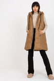Quilted Down Vest with Detachable Hood and Zippered Pockets