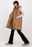 Quilted Down Vest with Detachable Hood and Zippered Pockets