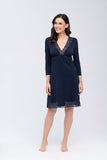 Elegant Winter Nightgown with Lace and 3/4 Sleeves