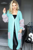 Soft Fluffy Long Sleeve Cardigan with Button and Pockets