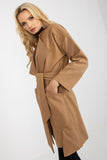 Unlined Long Sleeve Women's Tie Belt Coat with Pockets