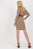 Chic Knit Dress with Envelope Neckline and Long Sleeves