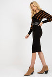 Knit Pencil Dress with Long Sleeves and Heart Neckline