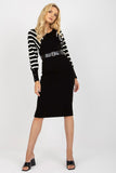 Knit Pencil Dress with Long Sleeves and Heart Neckline