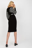 Knit Pencil Dress with Long Sleeves and Heart Neckline