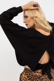 Elegant Long Sleeve Sweater with Slit and Decorative Binding