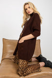 Unbuttoned 3/4 Sleeve Cardigan with Slip Pockets