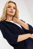 Unbuttoned 3/4 Sleeve Cardigan with Slip Pockets