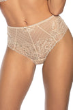 Beige Lace & Mesh Women's Thong - Elegant and Stylish