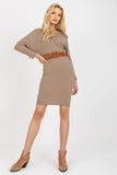 Chic Knit Dress with Envelope Neckline and Long Sleeves