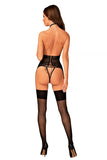 Sensual Black Corset with Thong and Choker Accessory