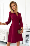 Burgundy Flared Dress with Pockets - Stylish & Comfortable