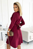Burgundy Flared Dress with Pockets - Stylish & Comfortable